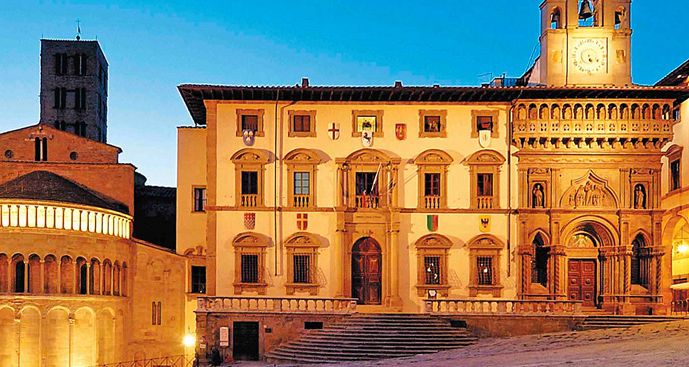 El centro medieval de la ciudad de Arezzo, Toscana